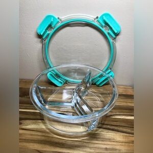 Glass Divided Food Storage Server Display & Store Container Plastic Locking Lid